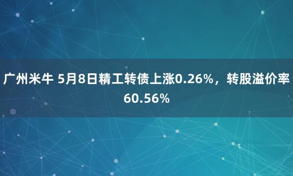 广州米牛 5月8日精工转债上涨0.26%，转股溢价率60.56%